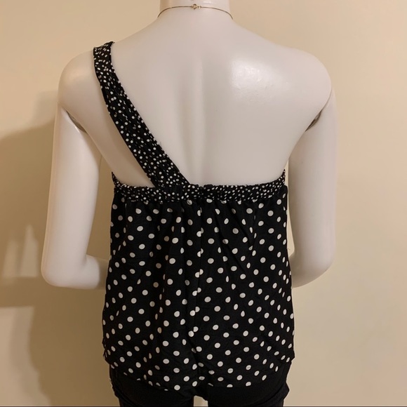 J. Crew Silk One Shoulder Polka Dot Blouse Size 8 - Picture 2 of 6